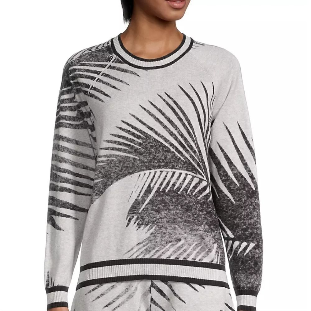 Minnie Rose Reverse Palm  Cotton Cashmere Crewneck Sweater Medium